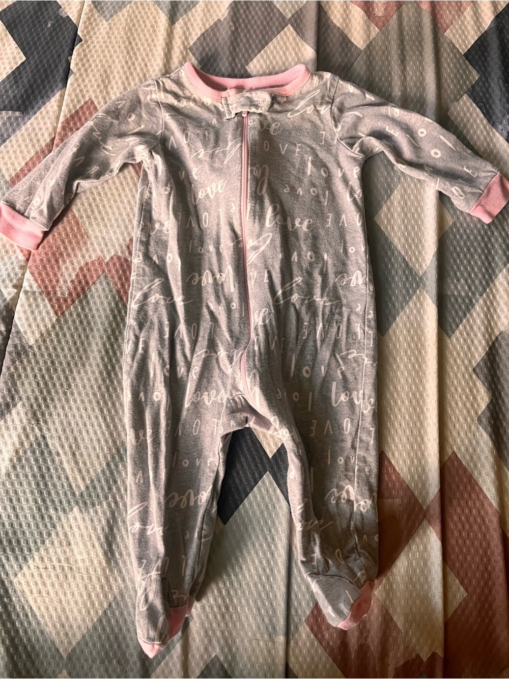 Gerber Gray & Pink Footed Baby One-Piece Sleeper